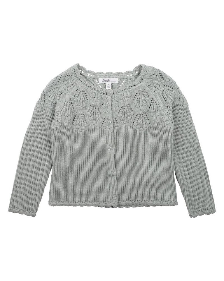 Bébé | 100% Cotton Knitted Cardigan - Pistachio