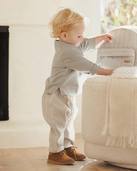 Quincy Mae | Woven Pant-Blue Gingham