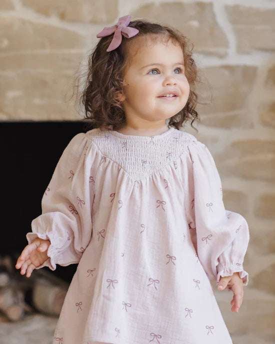 Quincy Mae  | V Smocked Dress-Bows