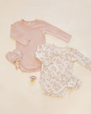 Quincy Mae | Jersey Bodysuit, 2 Pack Floral Vine - Dusty Rose