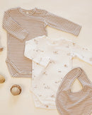 Quincy Mae | Jersey Bodysuit, 2 Pack Bunnies - Almond Stripe