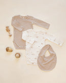 Quincy Mae | Jersey Snap Bib, 2 Pack Bunnies - Almond Stripe