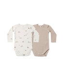 Quincy Mae | Jersey Bodysuit, 2 Pack Bunnies - Almond Stripe
