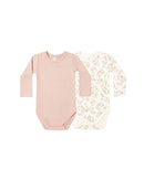 Quincy Mae | Jersey Bodysuit, 2 Pack Floral Vine - Dusty Rose