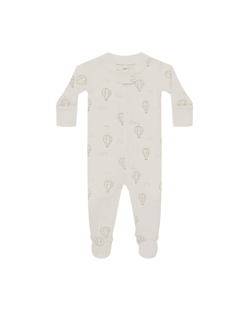 Quincy Mae | Zip Long Sleeve Sleeper Footie || Hot Air Balloons