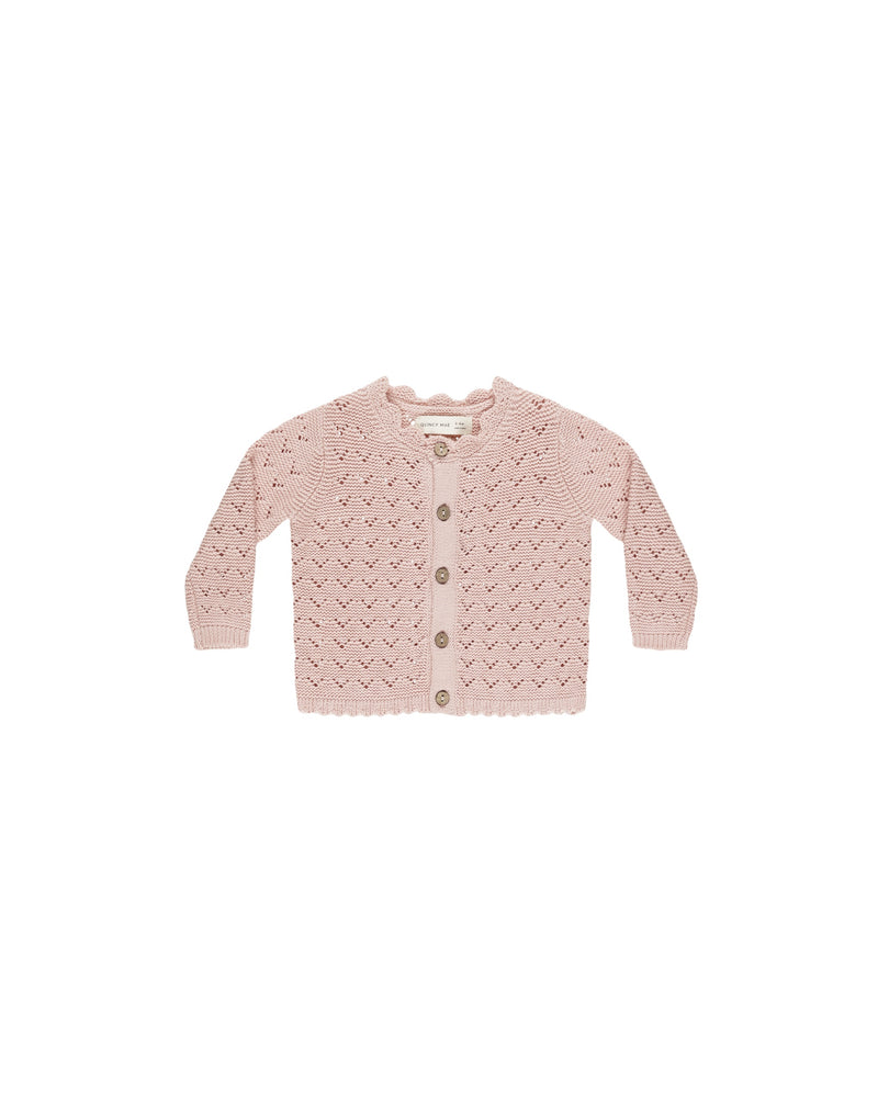 Quincy Mae | Scalloped Cardigan- Bubblegum