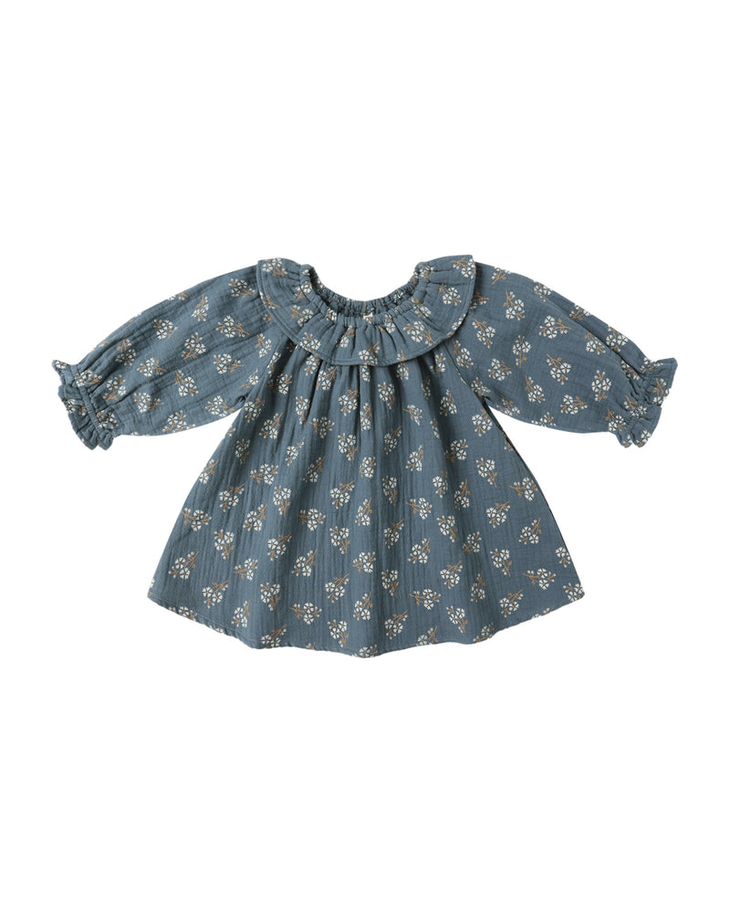 Quincy Mae | Long Sleeve Isla Dress -Blue Floral