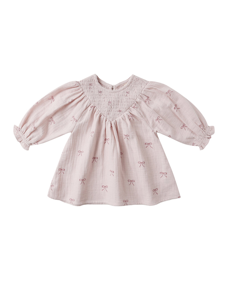 Quincy Mae  | V Smocked Dress-Bows