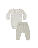 Quincy Mae | Side Snap Bodysuit + Pant Set - Laurel Stripe