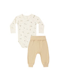 Quincy Mae | Side Snap Bodysuit + Pant Set - Pears