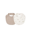Quincy Mae | Jersey Snap Bib, 2 Pack Bunnies - Almond Stripe