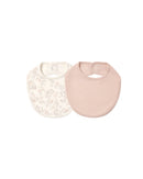 Quincy Mae | Jersey Snap Bib, 2 Pack Floral Vine- Dusty Rose