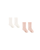 Quincy Mae | Socks Set Natural - Dusty Rose