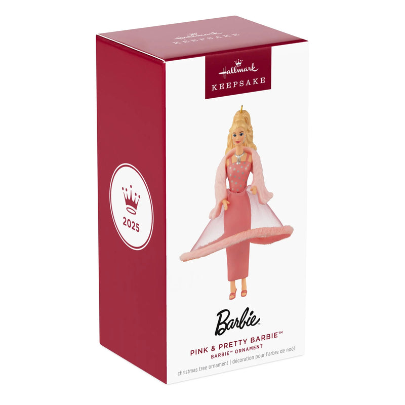 Barbie™, Pink & Pretty Barbie™ — 2025 Hallmark Keepsake Christmas Ornament
