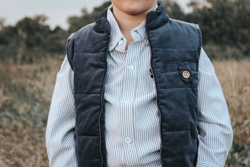 Love Henry | Boys Cooper Puffer Vest - Navy Corduroy