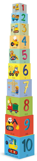 Sassi Edu Construction Stacking Blocks & Book Set, 10 pcs