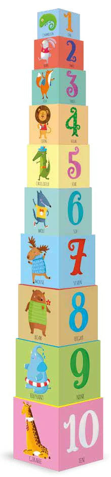 Sassi Edu Animals Stacking Blocks & Book Set, 10 pcs