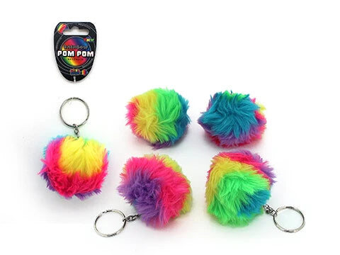 Rainbow Pom Pom Ball Key Chain $3.99