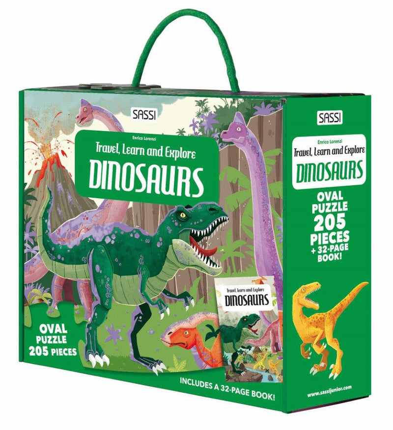 Sassi Travel, Learn and Explore - Puzzle and Book Set - Dinsaurs, 205 pcs