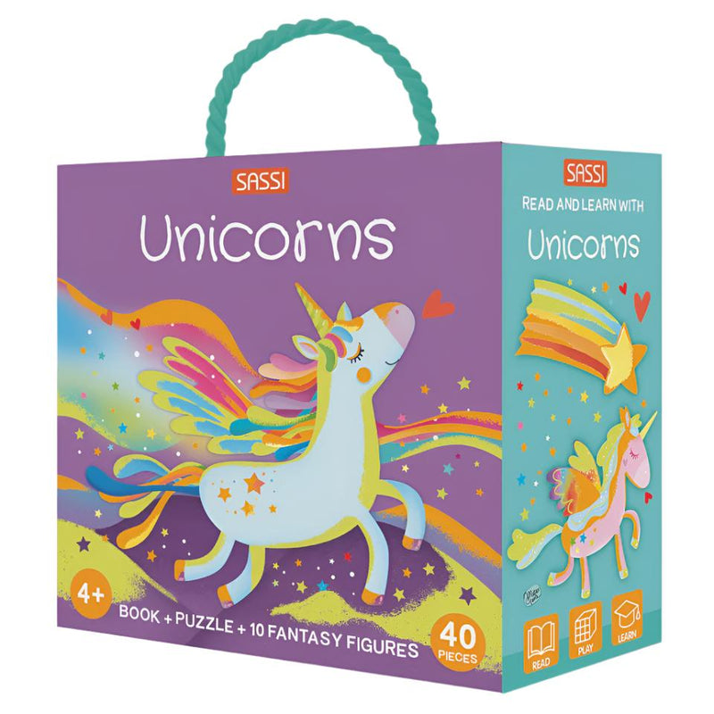 Sassi Unicorn 3D Puzzle and Book Set, 40 pcs