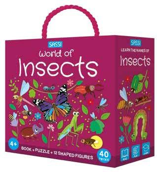 Sassi 3D Puzzle and Book Set - World of Insects, 40 pcs
