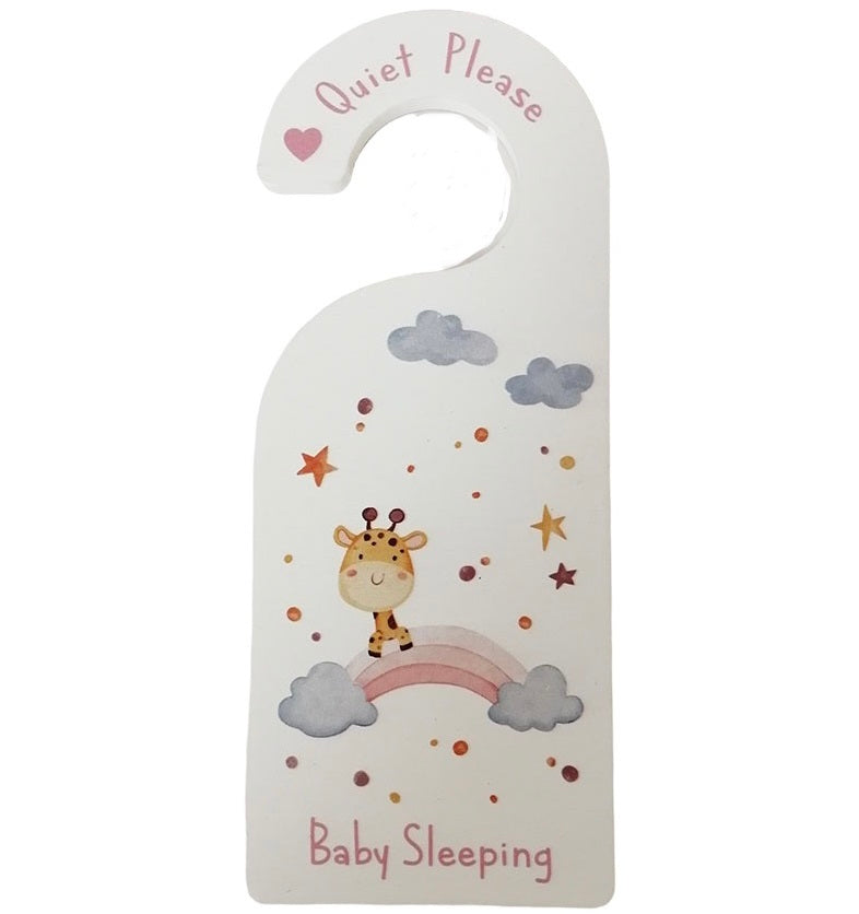 Baby's Wooden Door Hanger Sign - Pink or Blue