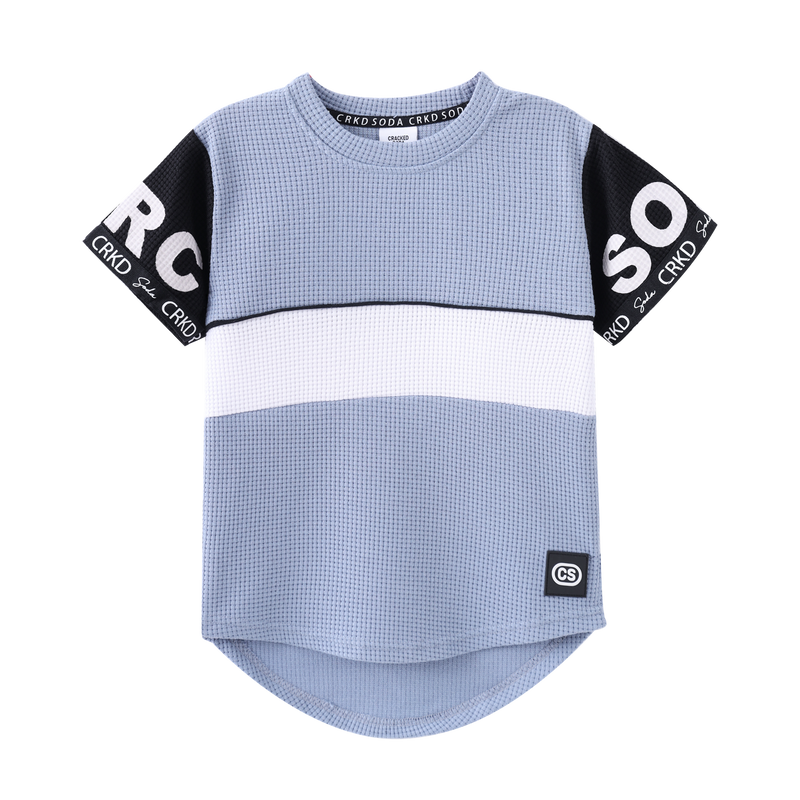 Cracked Soda Xavier Detailed Sleeve Tee Dusty Blue (3-8yrs)