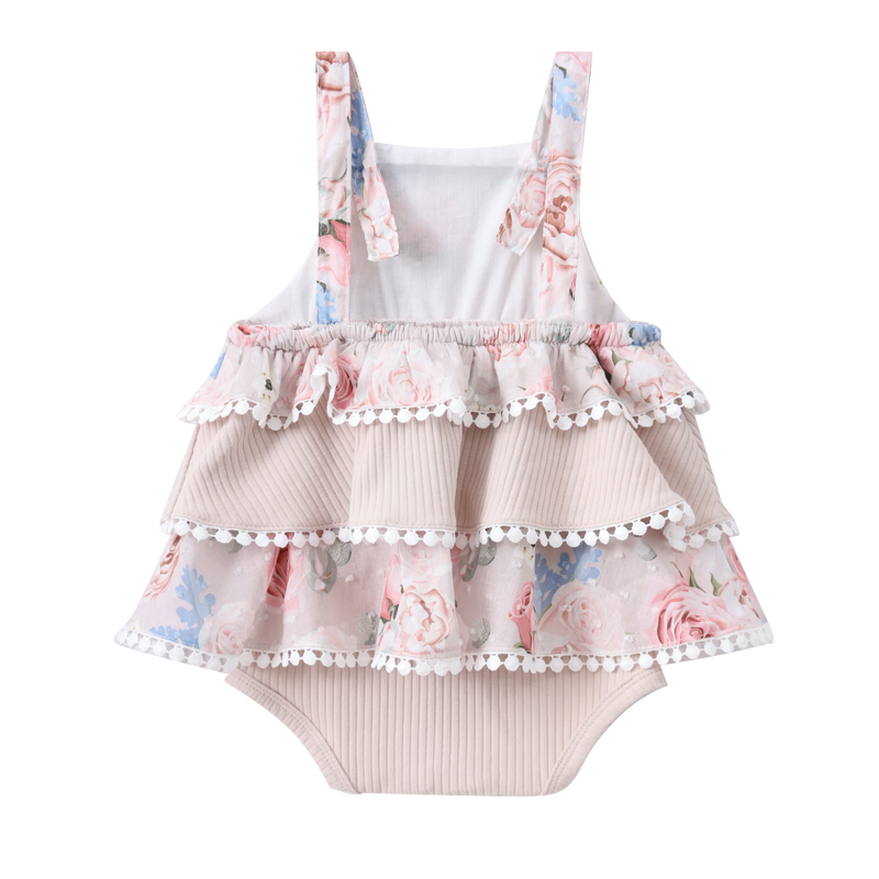 Cracked Soda | Naomi Bodysuit Layered Dress -  Beige