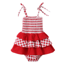 Cracked Soda |  Poppy Check Ruched Layered Dress Red
