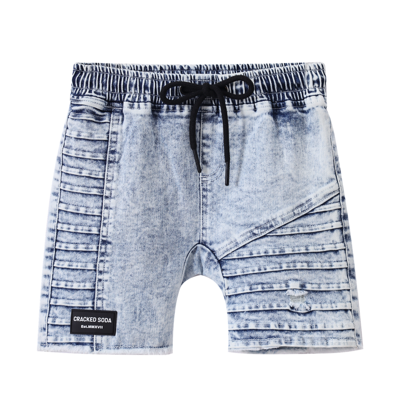 Cracked Soda Rhodes Detailed Denim Shorts Blue 3-8