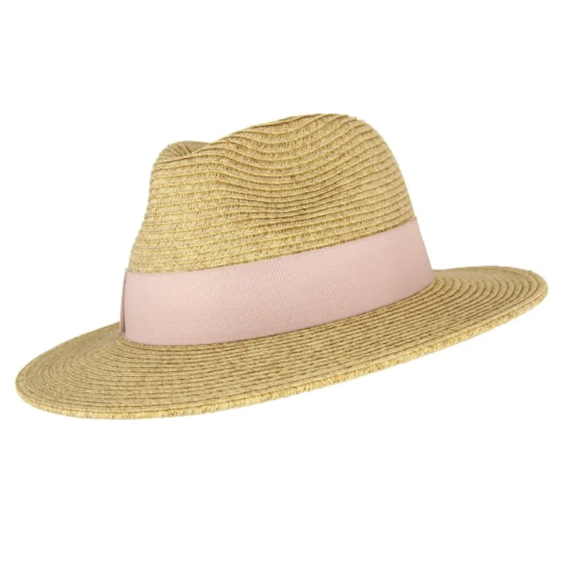 Sundaise | Girls Emma Panama Hat with Blush Ribbon 6-12yrs