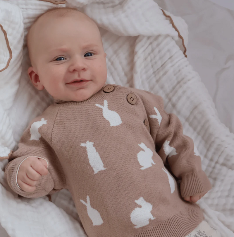 Aster & Oak | Taupe Bunny Knit Jumper RRP $84.99