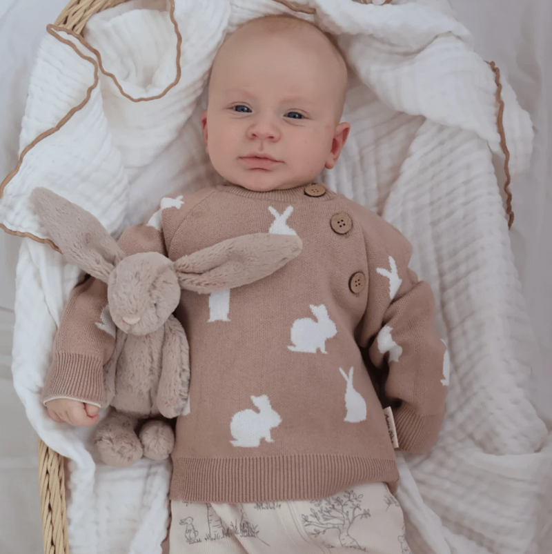 Aster & Oak | Taupe Bunny Knit Jumper RRP $84.99