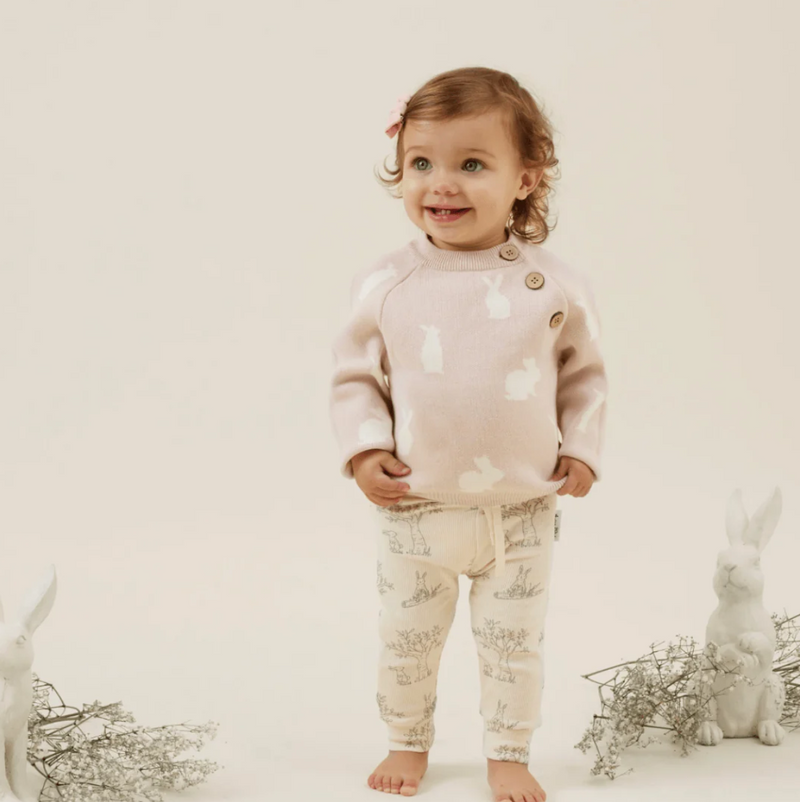 Aster & Oak | Mauve Bunny Knit Jumper RRP $84.99