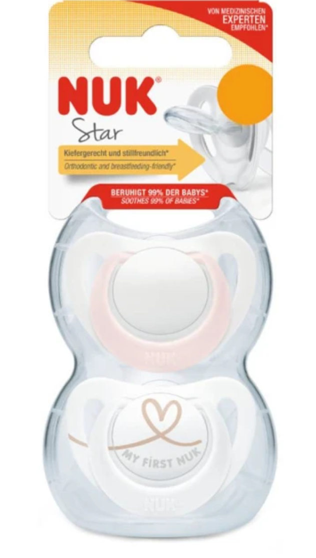 Nuk | Star Silicone Soothers -2pk - Asstd designs