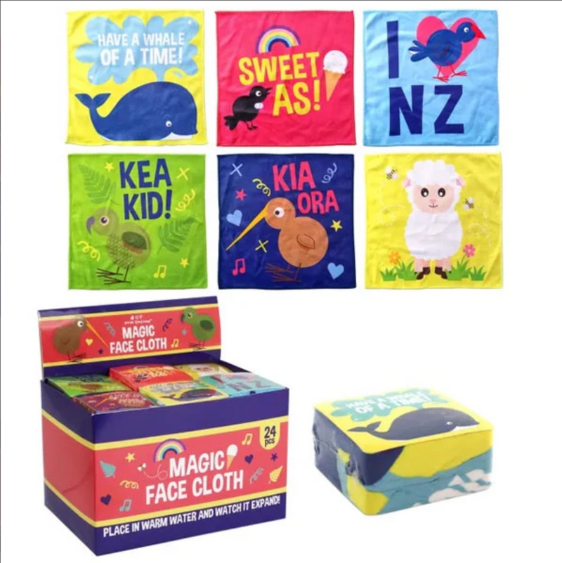 Magic Expandable NZ Wash Cloths 6asst