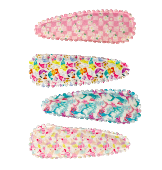 Pink Poppy – Pattern Fabric Hairclips (4pk)