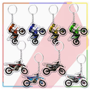 2D Flat - 8pcs 2D Flat Cool Motorcycle Off-Road Car Keychains
