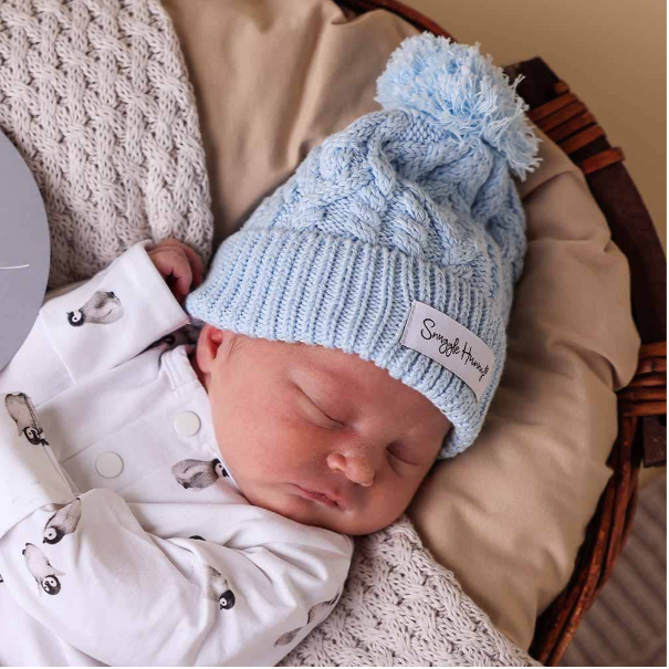 SNUGGLE HUNNY | BABY BLUE ORGANIC KNIT BEANIE