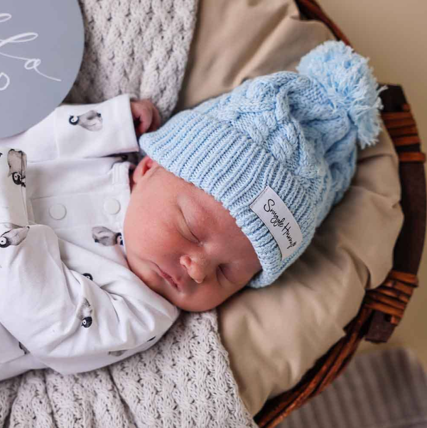 SNUGGLE HUNNY | BABY BLUE ORGANIC KNIT BEANIE