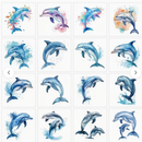 16 Watercolor Dolphin Temporary Tattoos