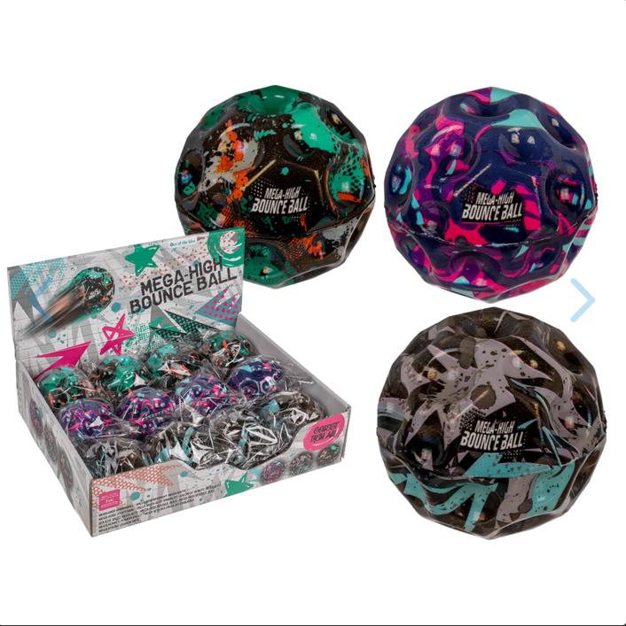 Mega-high Bounce Ball, 7 cm, 3 colours ass