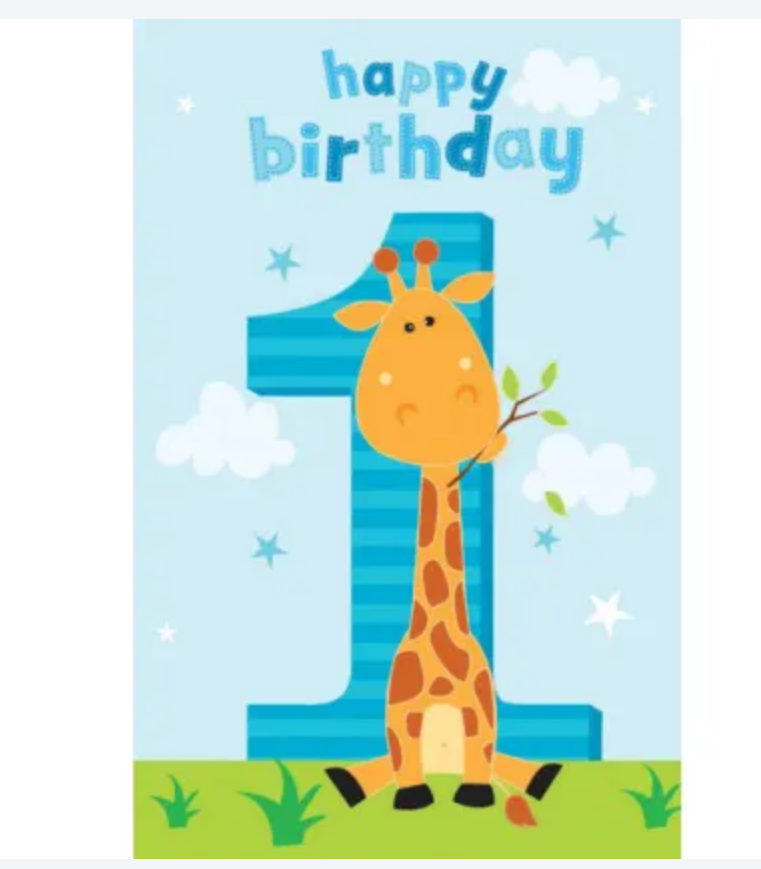 Card | Birthday Age 1 Boy Giraffe