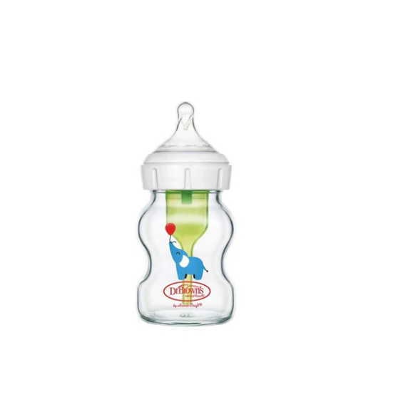 Dr Brown's 150Ml  Options+ Anti-Colic Bottle - Elephant Deco - Glass