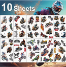 10pcs Watercolour Motorcross Temporary Tattoos