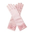A Pair of Party Pink Gloves with Bow and Rhinestone