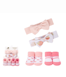 Baby Girls 4pc Headband & Sock Set - Pink