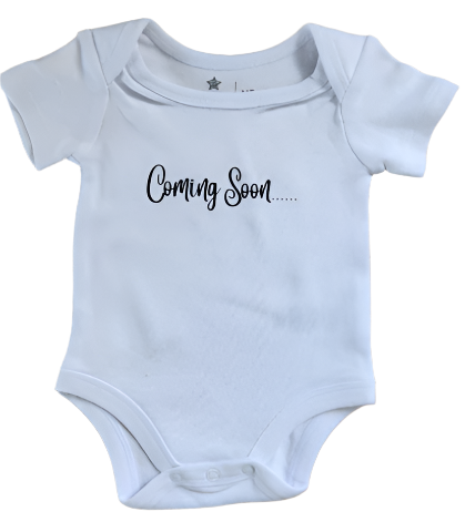 'Coming soon' baby onesie (short-sleeve