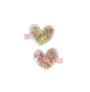 Pink Poppy Glitter Shaker Heart Hair Clip SALE