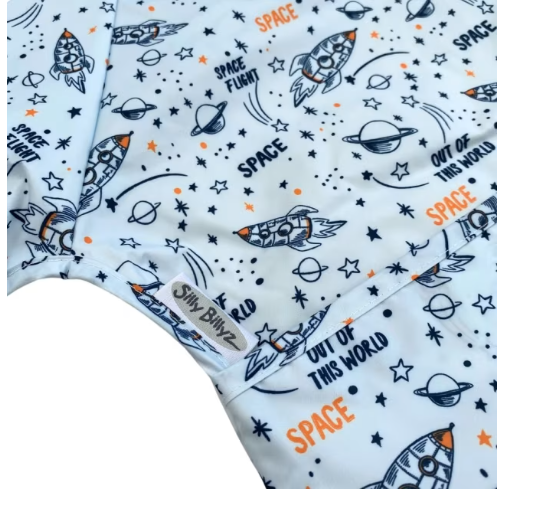 Silly Billyz  | Wipe Clean Small Long Sleeve Bib - Space